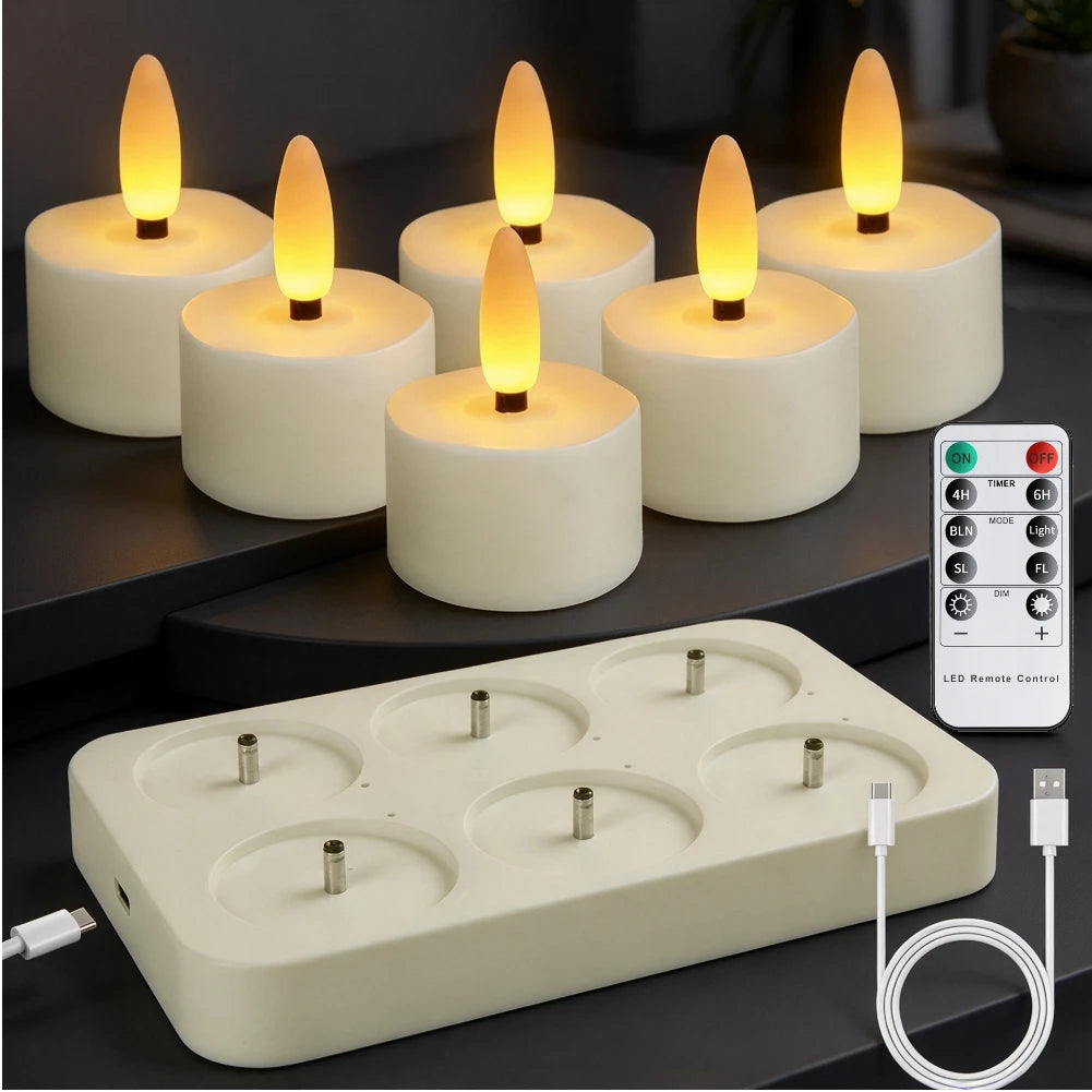 Rechargeable Flameless Votive Candles with Remote & Timer