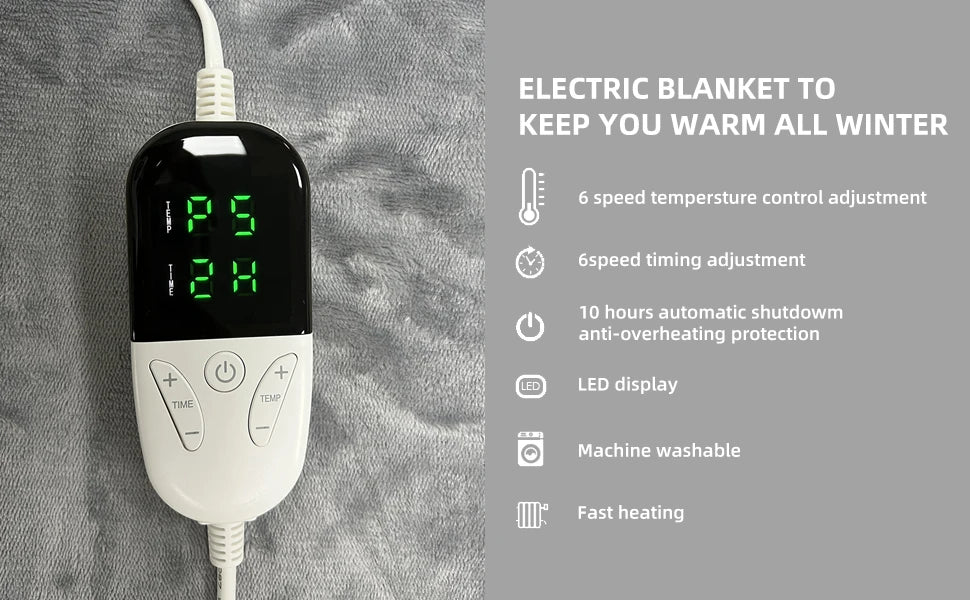Heated Throw Blanket with 6 Heat Settings & Auto-Off