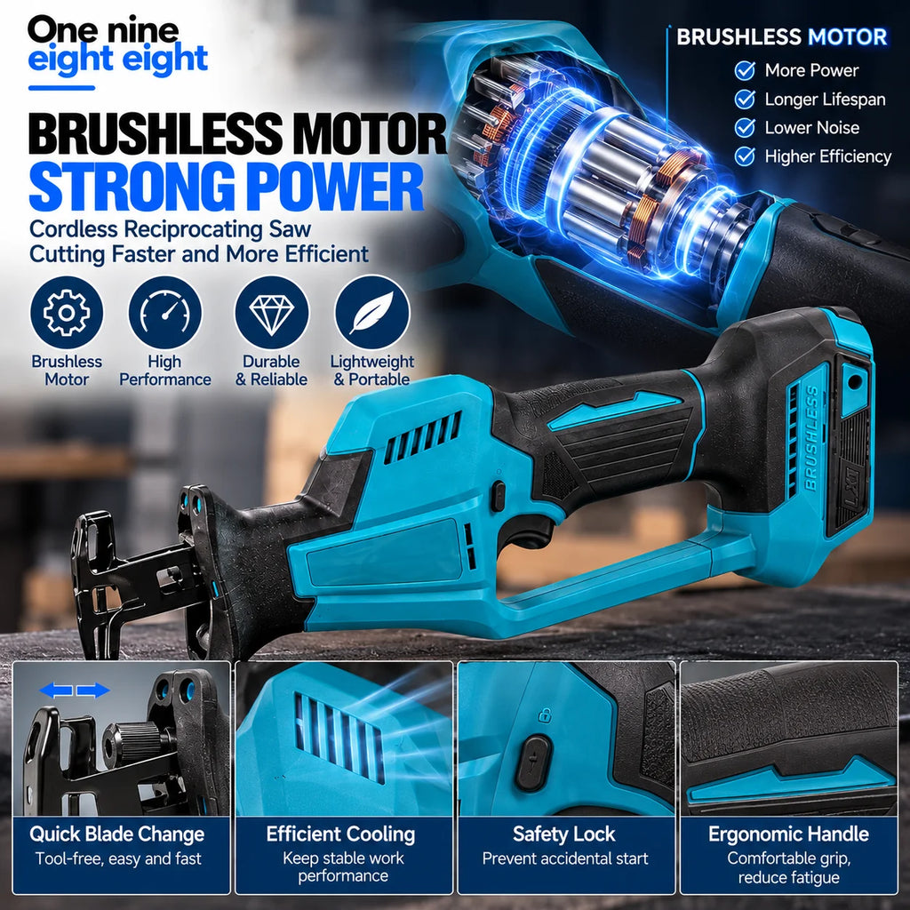 Brushless Cordless Reciprocating Saw – Makita Compatible