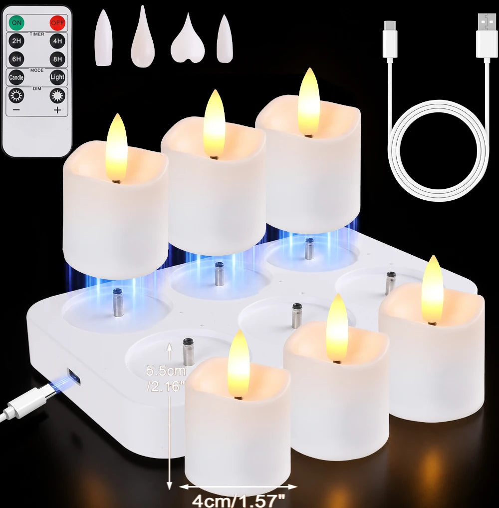 Rechargeable Flameless Votive Candles with Remote & Timer
