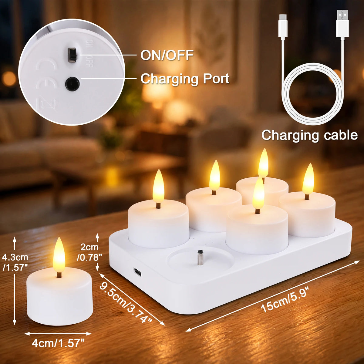 Rechargeable Flameless Votive Candles with Remote & Timer