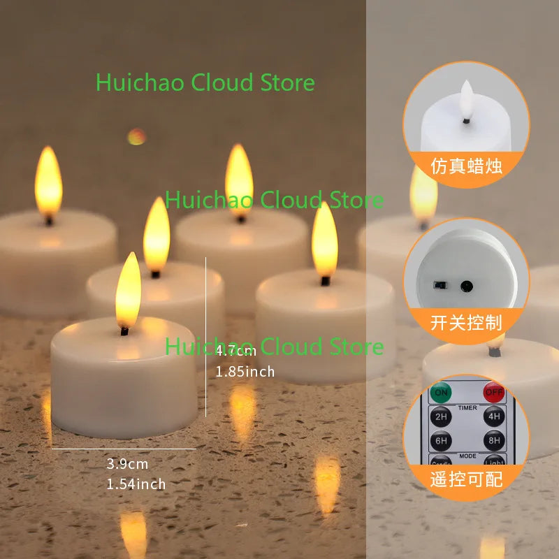 Flickering LED Candles with Black Wick & Remote (12 Pack)