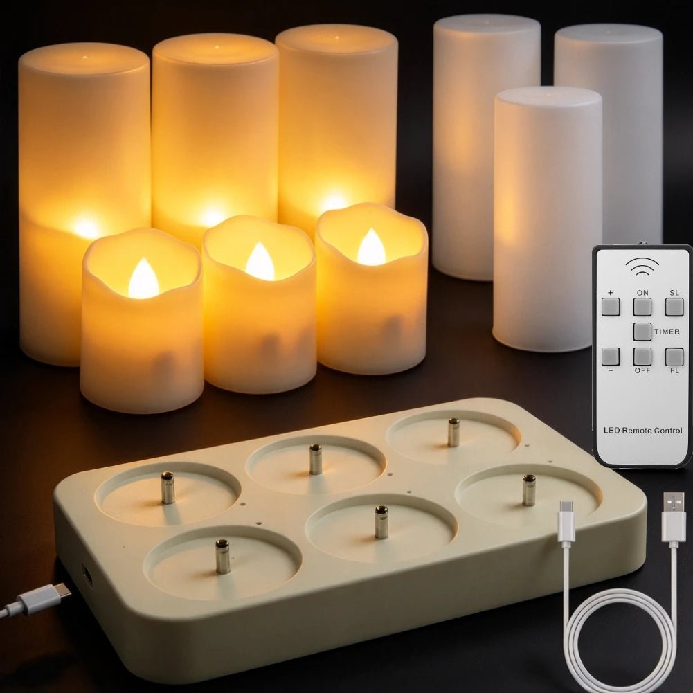 Rechargeable Flameless Votive Candles with Remote & Timer