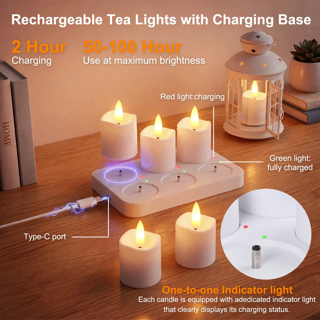 Rechargeable Flameless Votive Candles with Remote & Timer