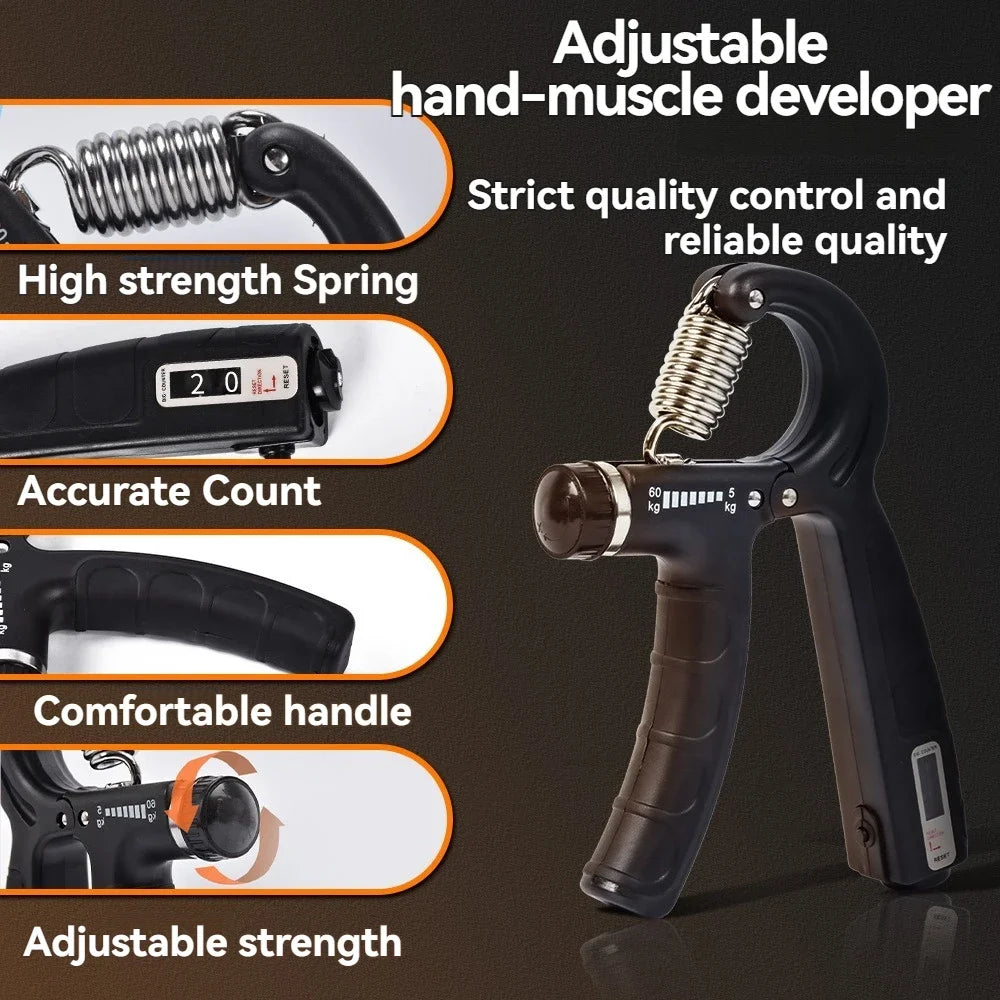 Adjustable Hand Grip Strengthener Set with Counter (5–60kg)