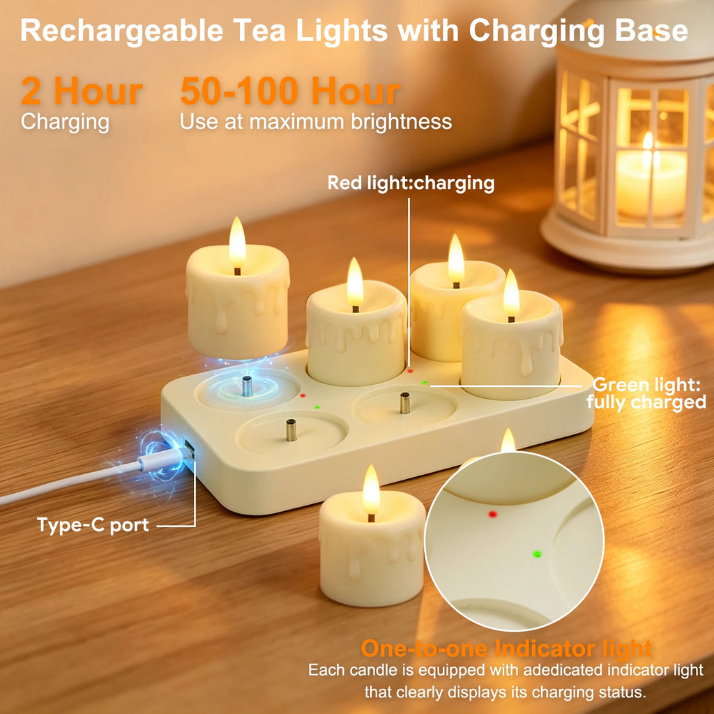 Rechargeable Flameless Votive Candles with Remote & Timer