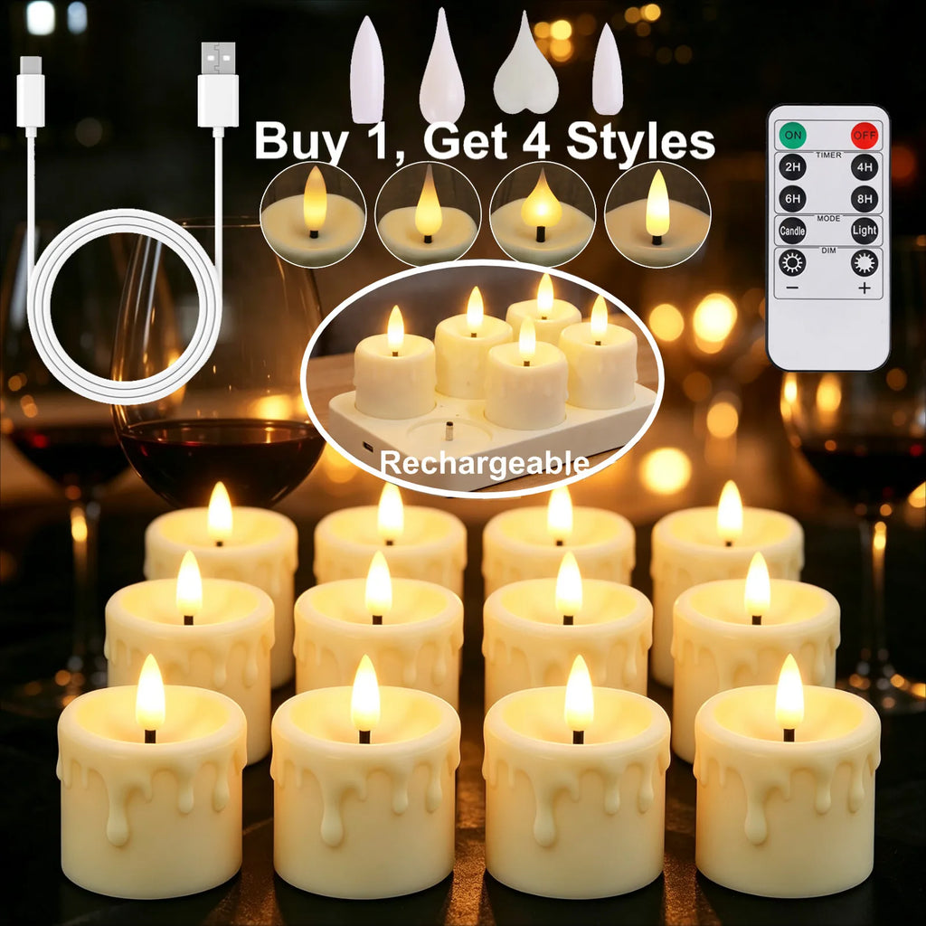 Rechargeable Flameless Votive Candles with Remote & Timer
