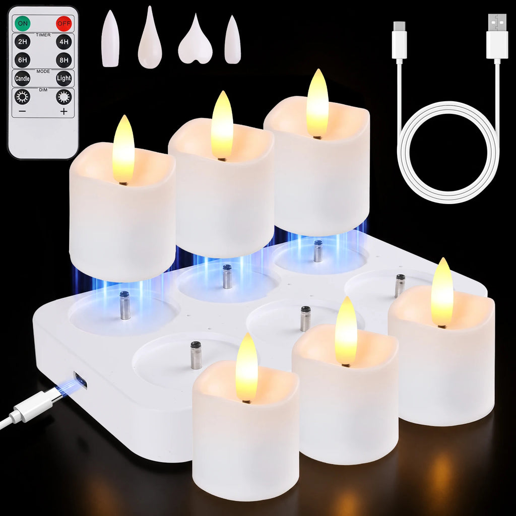 Rechargeable Flameless Votive Candles with Remote & Timer