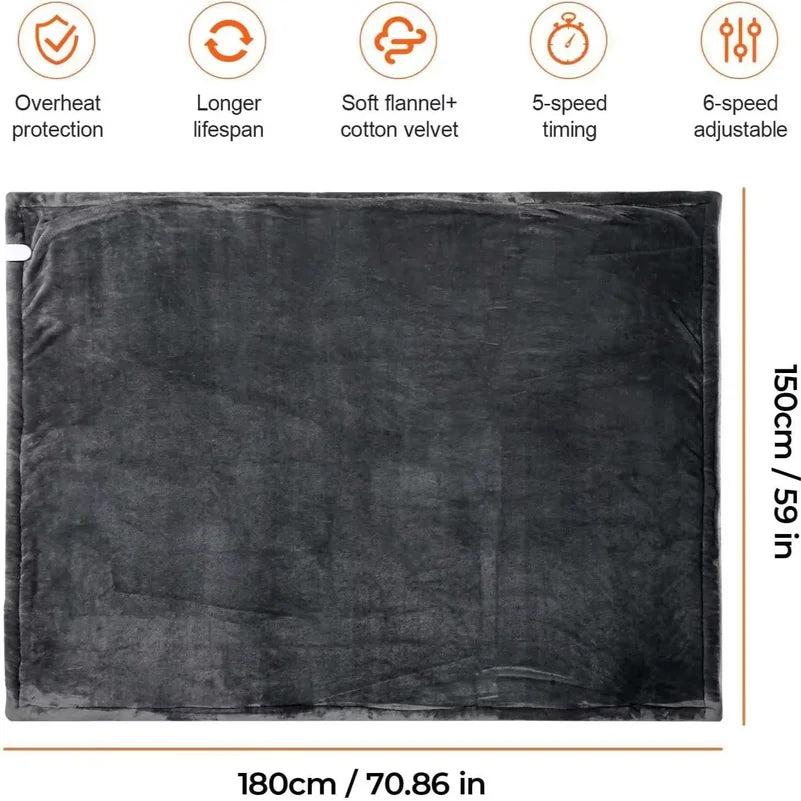 Heated Throw Blanket with 6 Heat Settings & Auto-Off