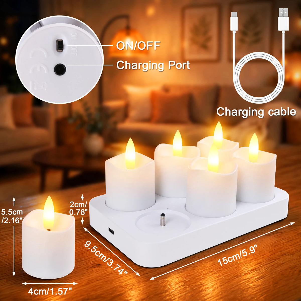Rechargeable Flameless Votive Candles with Remote & Timer