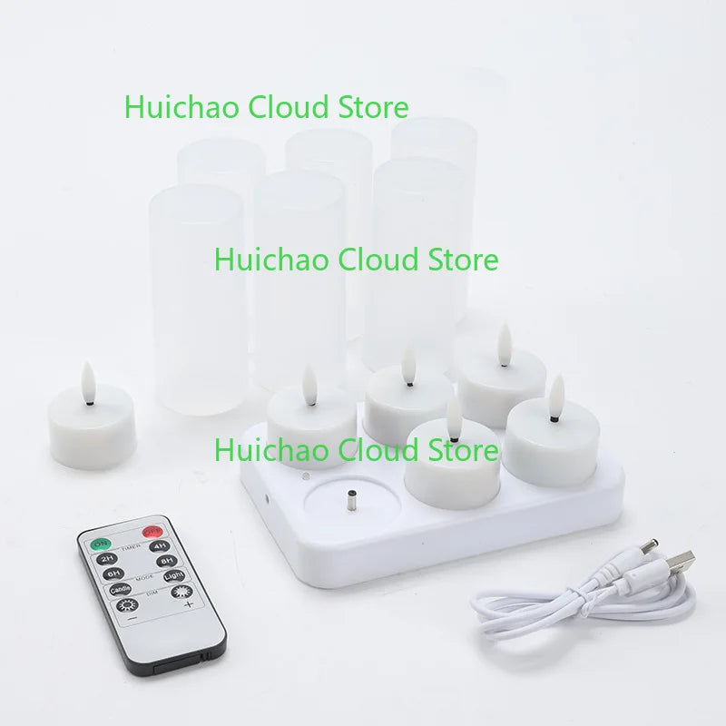 Flickering LED Candles with Black Wick & Remote (12 Pack)