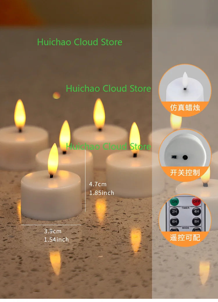 Flickering LED Candles with Black Wick & Remote (12 Pack)