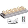 Rechargeable LED Tea Lights with Remote & Charging Base (12 Pack)