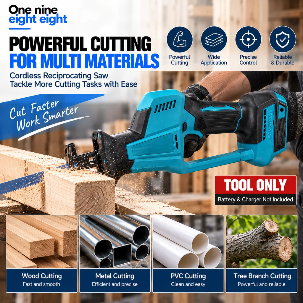 Brushless Cordless Reciprocating Saw – Makita Compatible
