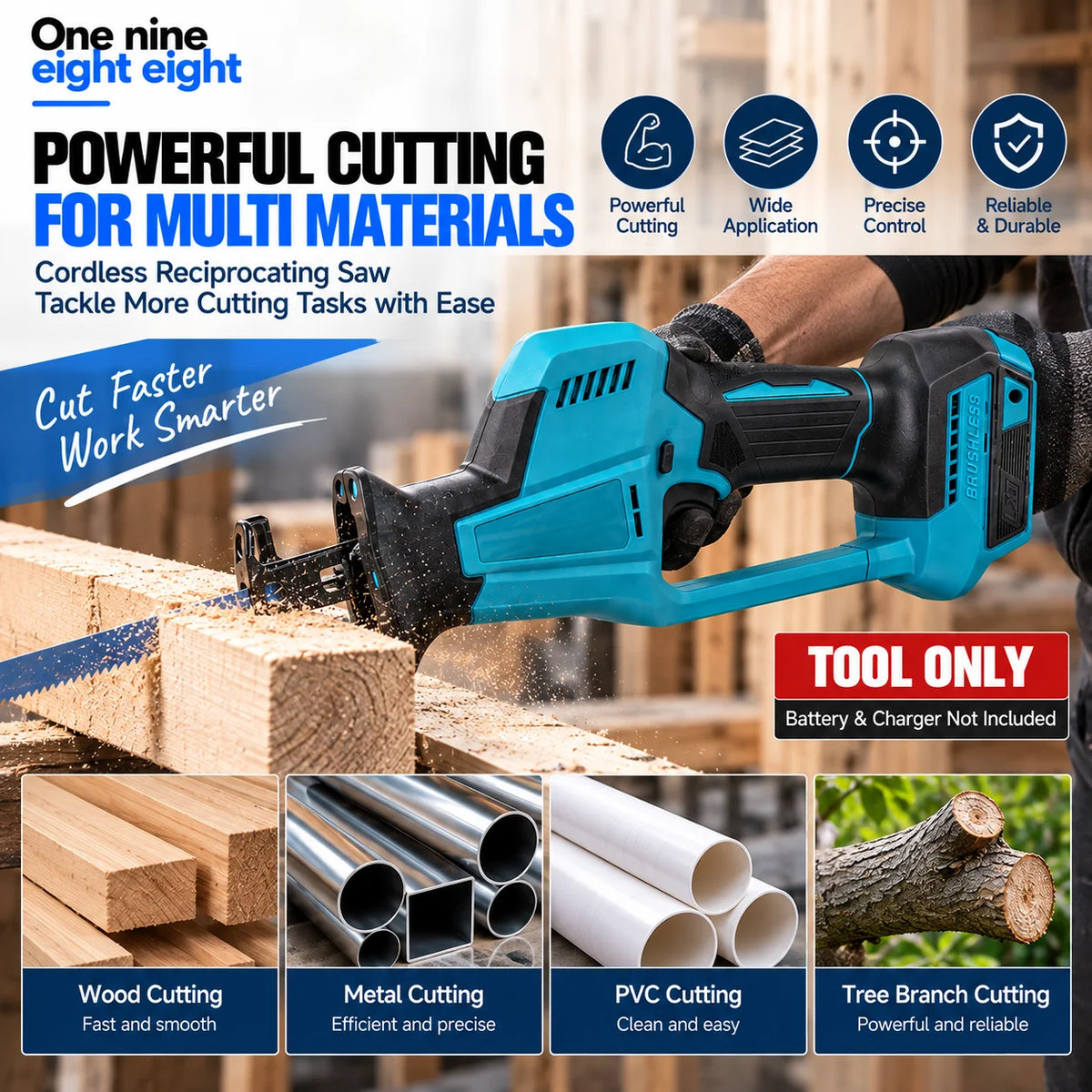 Brushless Cordless Reciprocating Saw – Makita Compatible