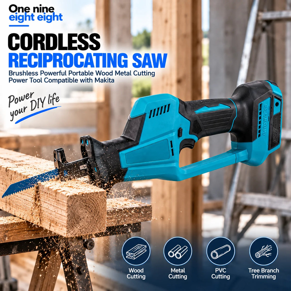 Brushless Cordless Reciprocating Saw – Makita Compatible