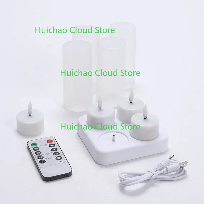 Flickering LED Candles with Black Wick & Remote (12 Pack)