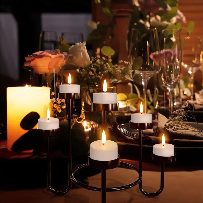 Rechargeable LED Tea Lights with Remote & Charging Base (12 Pack)