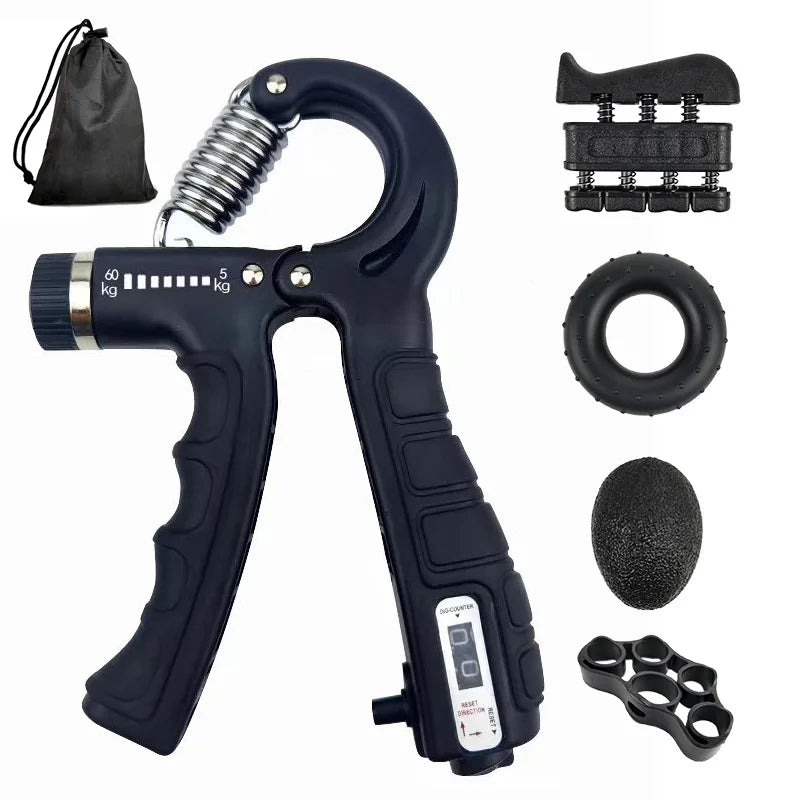 Adjustable Hand Grip Strengthener Set with Counter (5–60kg)