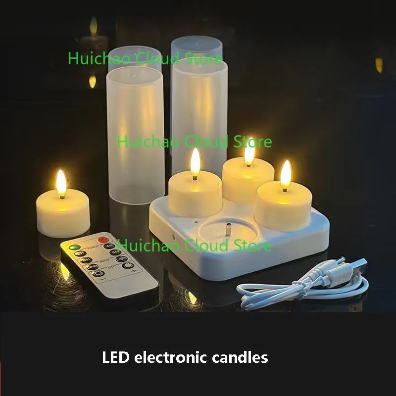 Flickering LED Candles with Black Wick & Remote (12 Pack)