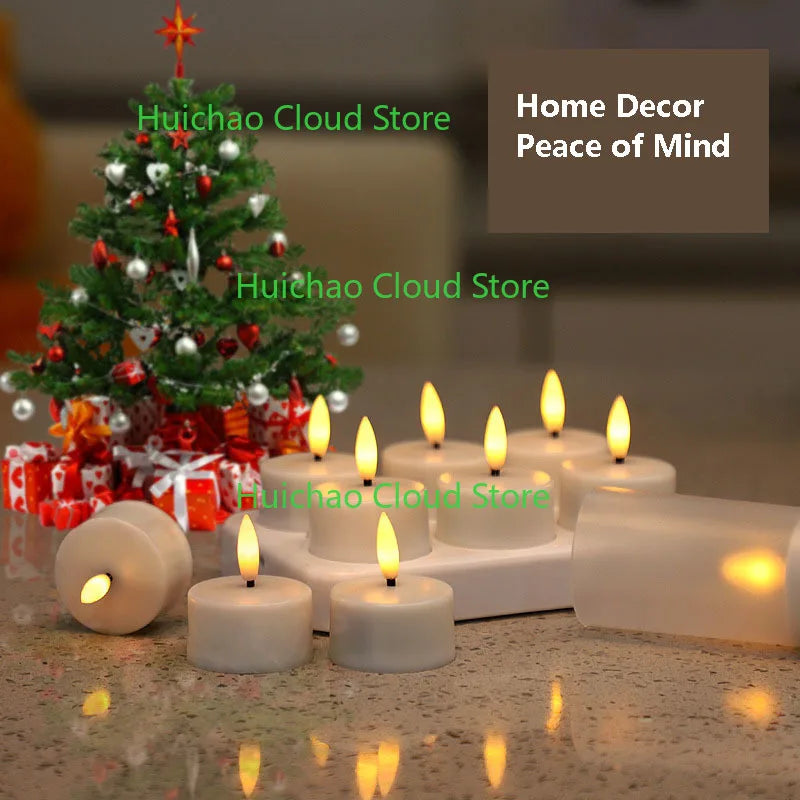 Flickering LED Candles with Black Wick & Remote (12 Pack)