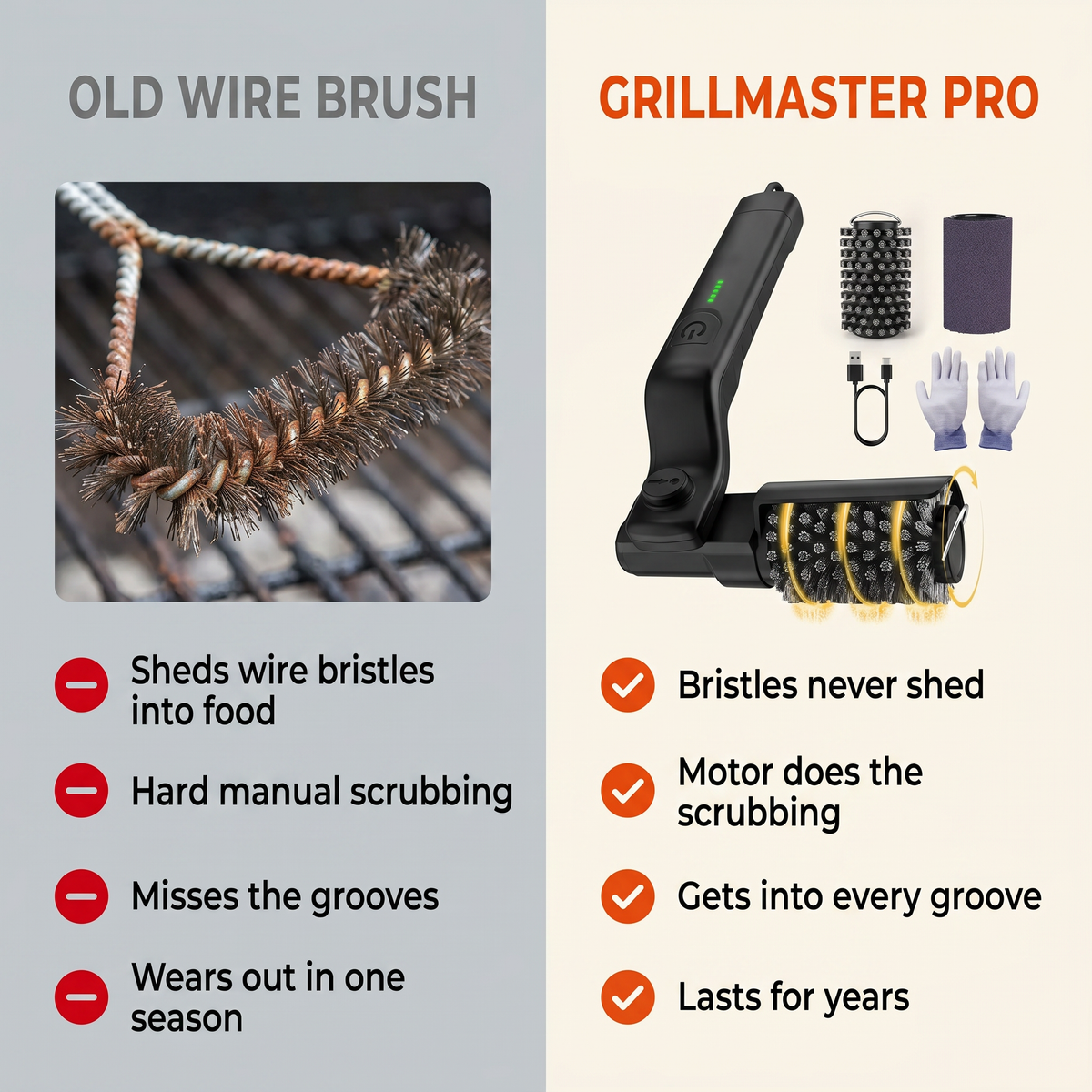 GrillMaster Pro vs old wire brush comparison